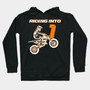 Riding into 1st birthday boy Dirt Bike gift for kids Hoodie